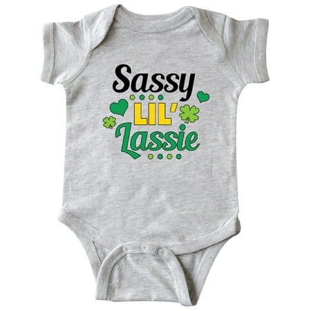 

Inktastic Saint Patrick s Day Sassy Lil Lassie with Shamrocks Gift Baby Girl Bodysuit
