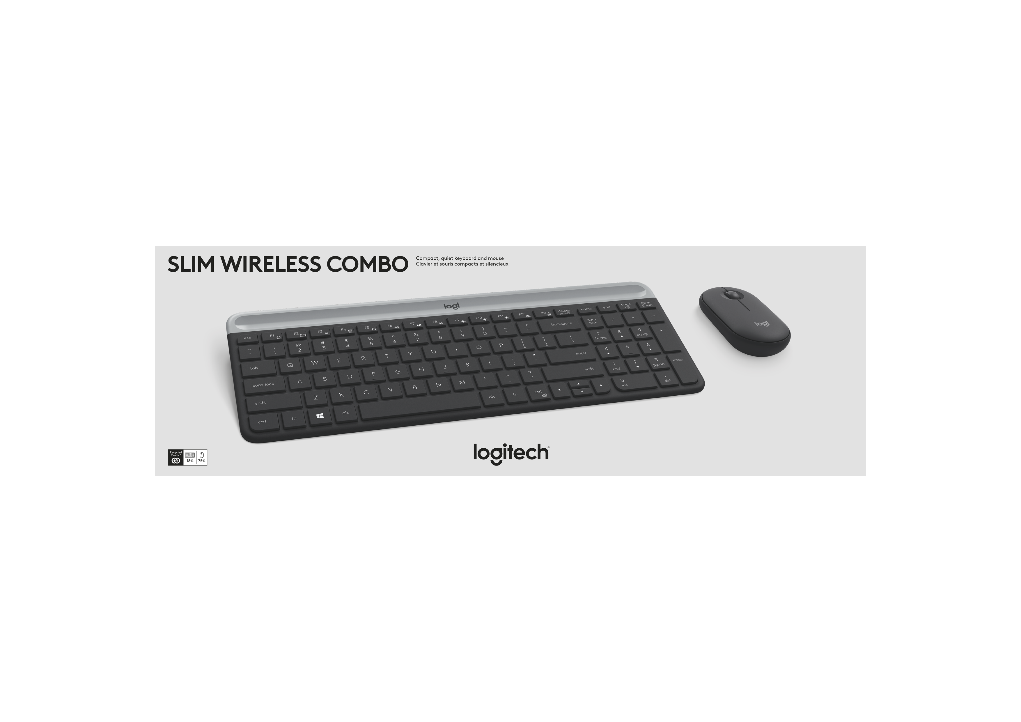 Logitech Slim Wireless Keyboard and Mouse Combo, Graphite photo 6