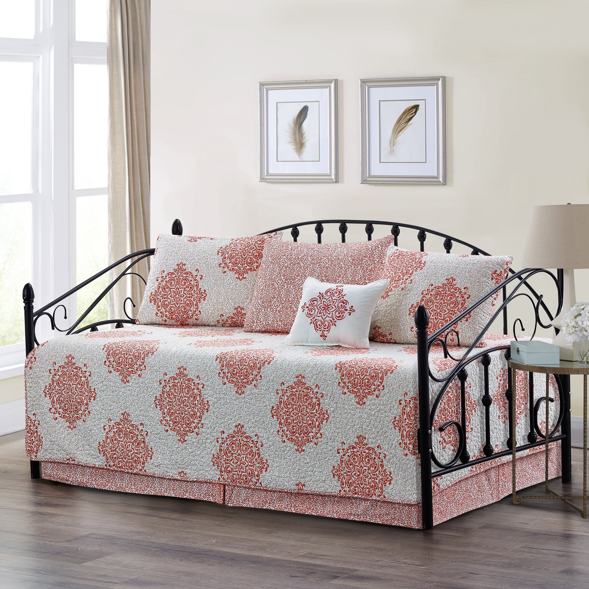 Home Soft Things 6 Piece Daybed Bedspread Set - Chelsea - Coral - 75