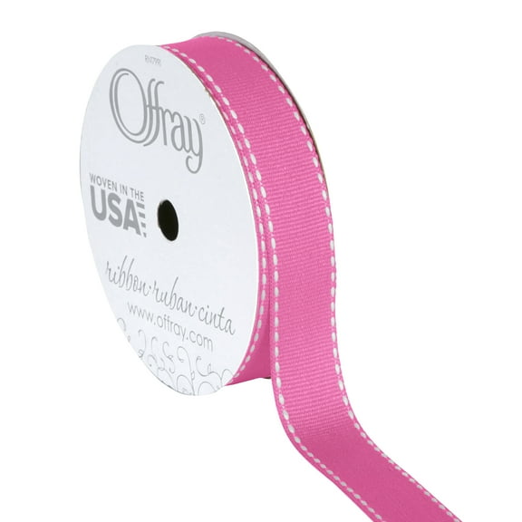 Offray Ribbon, Hot Pink 5/8 inch Grosgrain Polyester Ribbon for Sewing, Crafts, and Gifting, 9 feet, 1 Each
