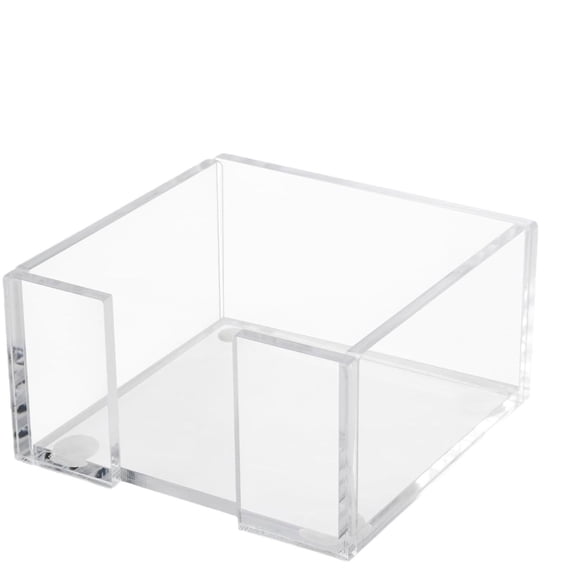 CCOCC Clear Acrylic Sticky Notes Holder, 3x3 Post It Note Dispenser for Desk, Compact Office Organizer with Storage for Paper Clips, Light Blue