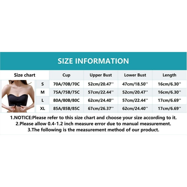 Seamless Strapless Bra Push Up Backless Plus Size Brasieres Steel Ring  Support Underwear Invisible Tube Top for Women (Color : Black, Size :  34/75_B) at  Women's Clothing store