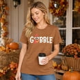 thumbnail image 6 of DEXIO Gobble Thanksgiving T-Shirt for Women Funny Turkey Graphic Print Shirts Fall Tee Tops Brown L, 6 of 13