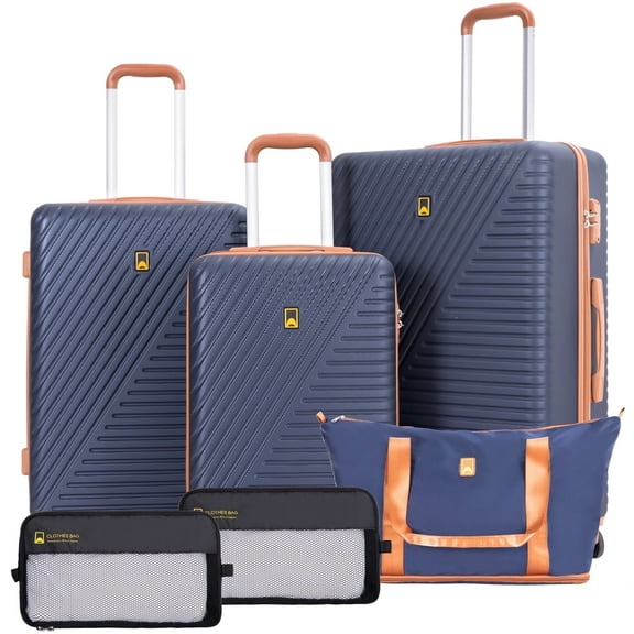 Landisun Luggage Sets 6 Piece, Suitcase with wheels, Hardshell ABS Luggage with TSA Lock, Travel Luggage with Duffel Bag, Blue