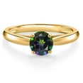 thumbnail image 3 of Gem Stone King 10K Yellow Gold Green Mystic Topaz Solitaire Engagement Ring for Women | 0.55 Cttw | Round 5MM | Gemstone November Birthstone | Size 5, 3 of 6