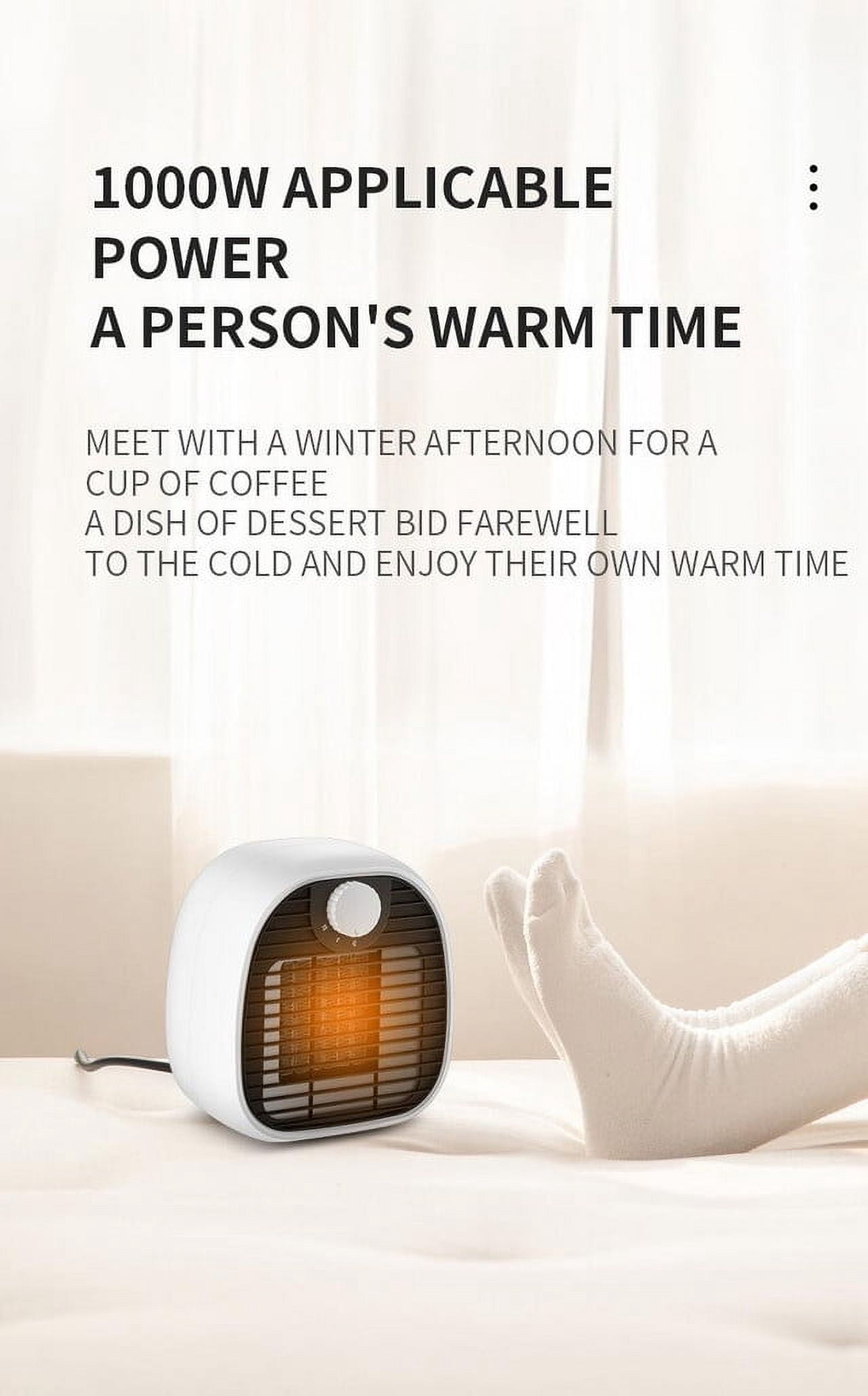 Desktop Electric Space Heater 1000W for Bedroom Office, Green