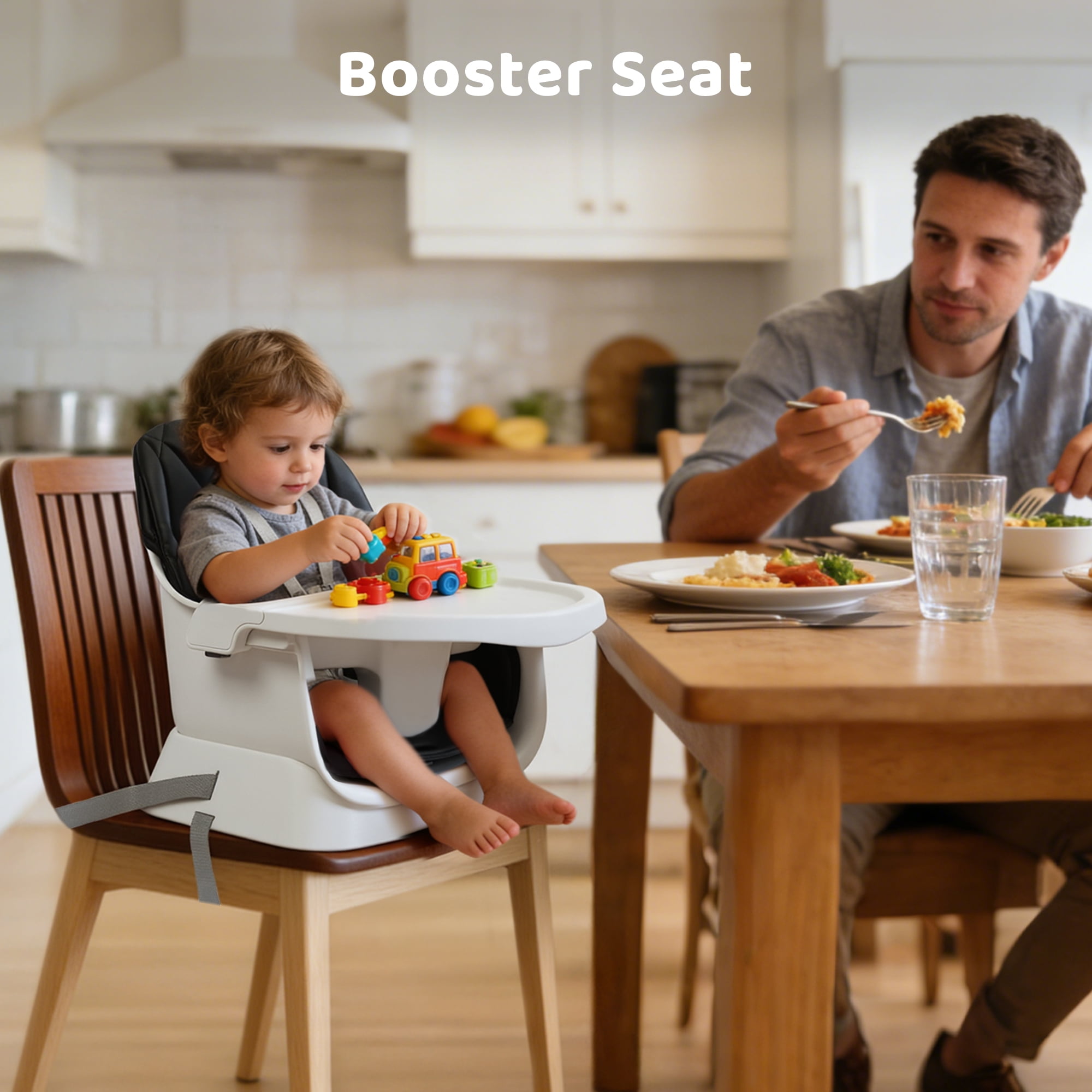AILEEKISS 15-in-1 Baby High Chair, Toddler Dining Booster Seat with Activity Center, Black