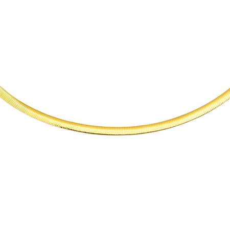 - Ladies 14K Yellow Gold & Sterling Silver 4mm Reversible Omega Chain Necklace 16