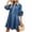 Blue, variant on Women's Vintage Washed Puff Sleeve Denim Shirt Mini Dress Lapel Long Sleeve Loose Flowy A-Line Long Jean Jackets for Vacation Gray S