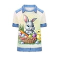 thumbnail image 6 of WHLBF Womens Tops Easter Egg Bunny Printed Fold-Down Collar Round Neck Casual Blouse Yellow S, 6 of 6