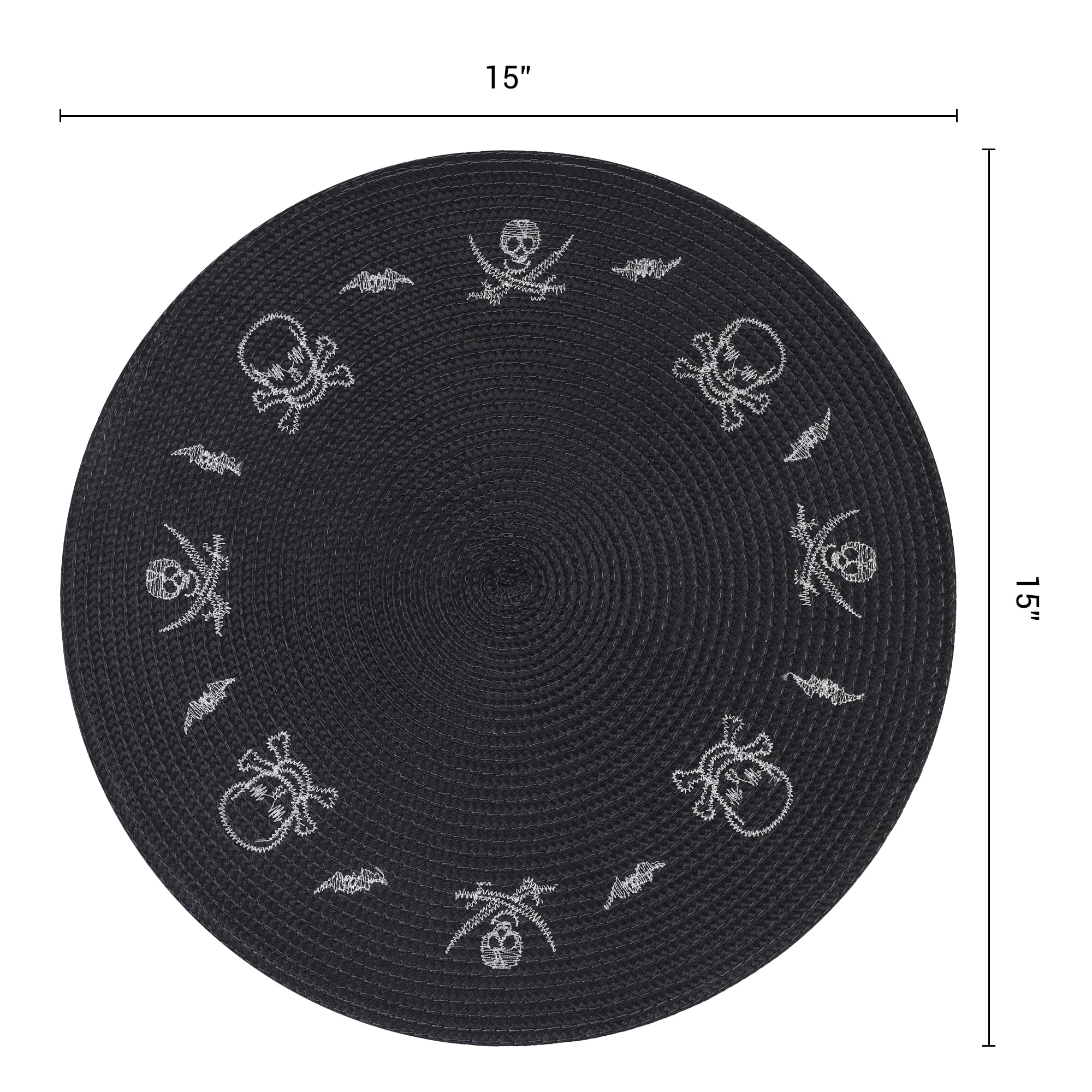 Unique Bargains Farmhouse Solid Placemats Set of 6 Woven for Dining Table Decor Black