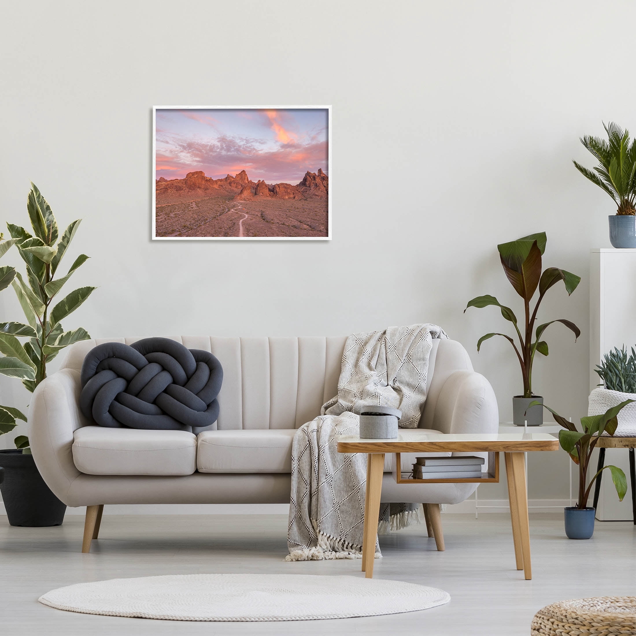 Vast Canyon Road Desert Scene Landscape Photograph White Framed Art Print Wall Art