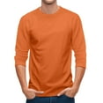 thumbnail image 6 of 3/4 Sleeve Shirts for Men Solid Color Crew Neck Baseball T-Shirts Casual Loose Fit Three Quarter Sleeve Tees Orange XL, 6 of 8