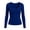 Blue, variant on Women's Scoop U Neck Long Sleeve Undershirts Ribbed Slim Fitted Pullover Blouses Basic Tee Tops Size S-XXL
