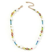 COXEER Beaded Choker Necklace Colorful: Boho Clavicle Necklace Short Necklace for Women