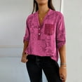 thumbnail image 3 of QIPOPIQ Blouse Décontractée en Mousseline pour Femme à Col en V à Manches 3/4 Hauts Liquidation, 3 of 7