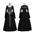 thumbnail image 5 of European Medieval Gothic Hooded Dress with Square Neckline Lace-Up Bell Sleeves Flared Skirt, 5 of 6