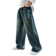 thumbnail image 6 of XIMIN Baggy Jeans for Kids Boys Teen New Straight Wide Leg Cargo Jeans Y2K Summer and Autumn Loose Casual Elastic Waist Denim Pants with Pockets (5-6 Years, Blue), 6 of 8