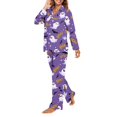 thumbnail image 5 of DISNIMO Ghost Bat Printed Women Pajama Sets Soft Comfy Sleepwear Long Sleeve Nightwear with Long Pajama Pants Halloween Button Down Loungewear with Pockets, 2XL, 5 of 7