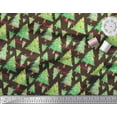 thumbnail image 3 of Soimoi Brown polyester Crepe Fabric Text & Christmas Tree Print Fabric by the Yard 52 Inch Wide, 3 of 3
