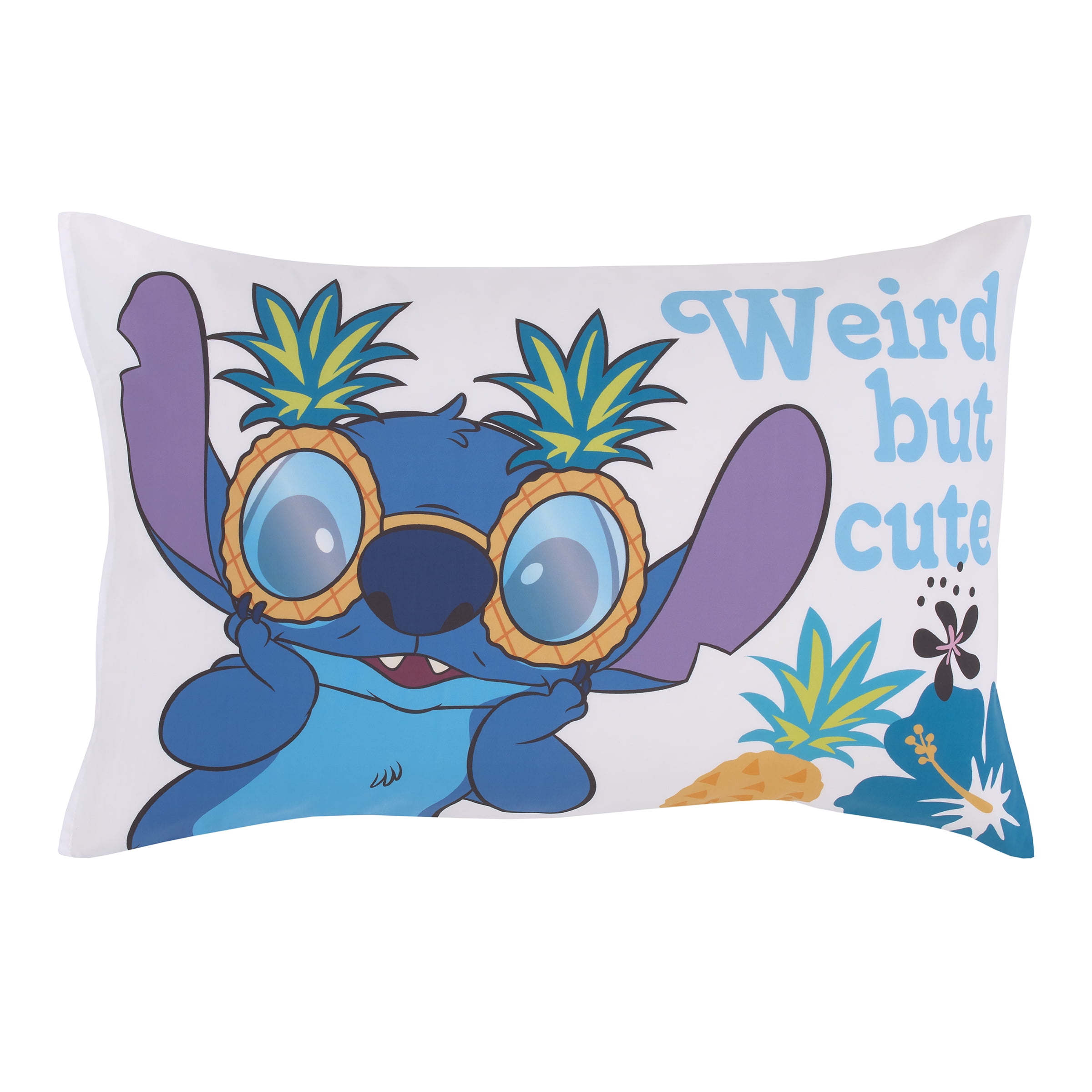 Disney Stitch 5-Pc Toddler Bed Set - Comforter, Fitted Sheet, Top Sheet, Pillowcase and Blanket, Aqua, Toddler Boy or Girl