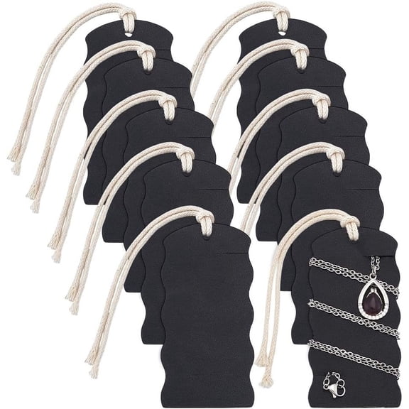 10pcs Portable Tangle-Free Jewelry Organizer 3.2x1.6x0.2 inch Black Rectangle Knot-free Necklaces Organizer Necklace Card Holder Universal Jewelry Storage Case for Chain Necklaces Storage
