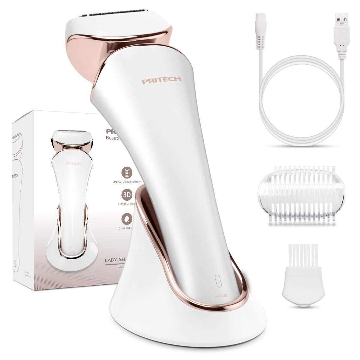 Rechargeable Electric Shaver for Women Painless Womans Electric Razor for Legs, Arms