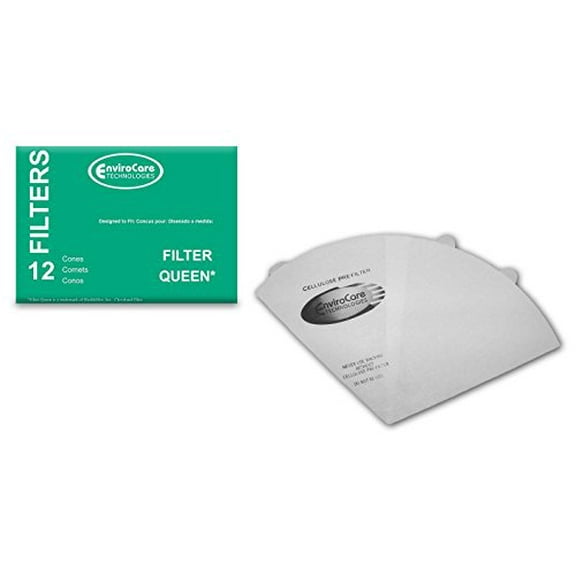 EnviroCare Replacement Vacuum Filter Cones for Filter Queen Vacuums 12 Cones, 2 Filters