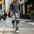 thumbnail image 5 of UDAUDU Camo Men's Cargo Pants Trendy Stretch Drawstring Trousers Outdoor Athletic Hiking Pants with Pockets Gray 3XL, 5 of 8