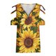 thumbnail image 4 of Moda mujer elegante sexy media manga Ｖ-cuello cremallera impresión ahueca hacia fuera camiseta blusa Tops Pompotops hfajkhk128908, 4 of 5