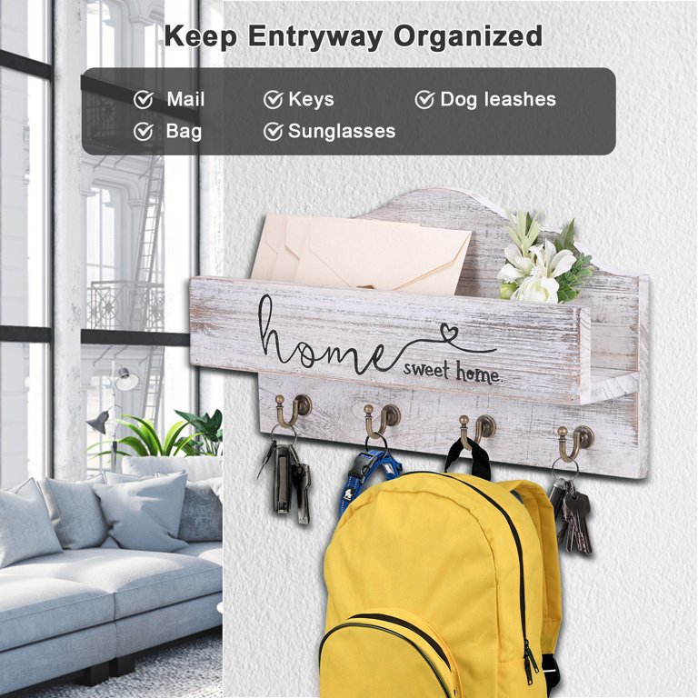 Entryway Organizer, Key Holder, Sunglass Holder, Key Hooks, Mail