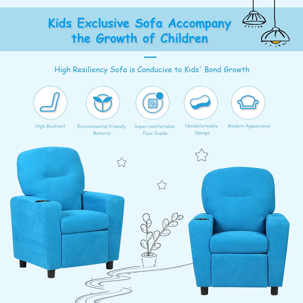 Soft Suede Kids Sofa Seat Armchair Recliner Couch Chair W Cup Kids Sofa Seat Armchair Recliner Couch