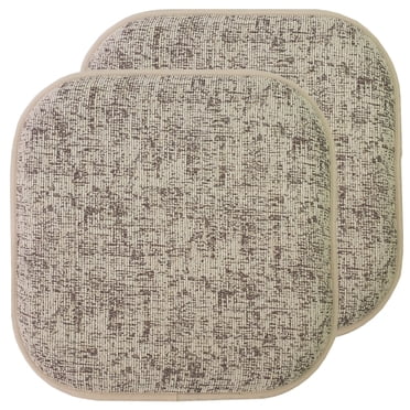 Sweet Home Collection 2-Pack Memory Foam Chair Cushions – 16x16 Square, Non-Slip, Washable, Solid Gray