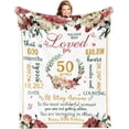 thumbnail image 1 of LHSHID 50th Happy Birthday Blanket for Woman 50th Birthday Decorations for Women 50 Year Old Birthday Gift Ideas for Her Custom Blanket for Mom Flower Soft Throw Blanket 30"x40", 1 of 8