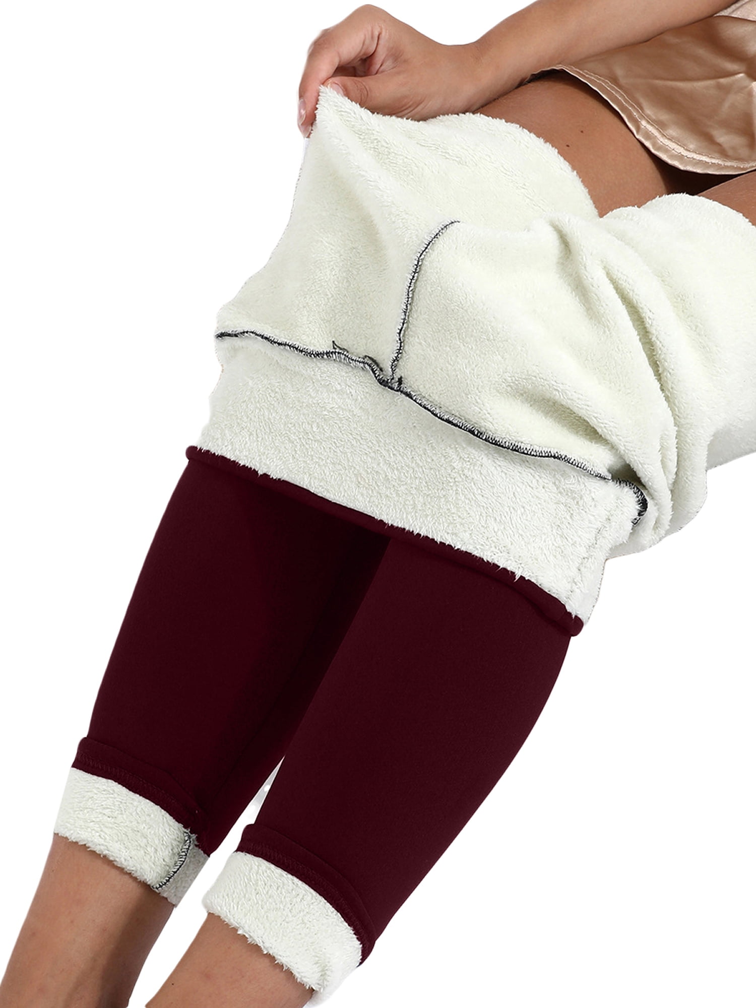 Afunbaby Women Fleece Lined Leggings Elastic High Waist Comfy Fuzzy Plush  Thick Lined Tight Pants Winter Warm Wool Bottoms 