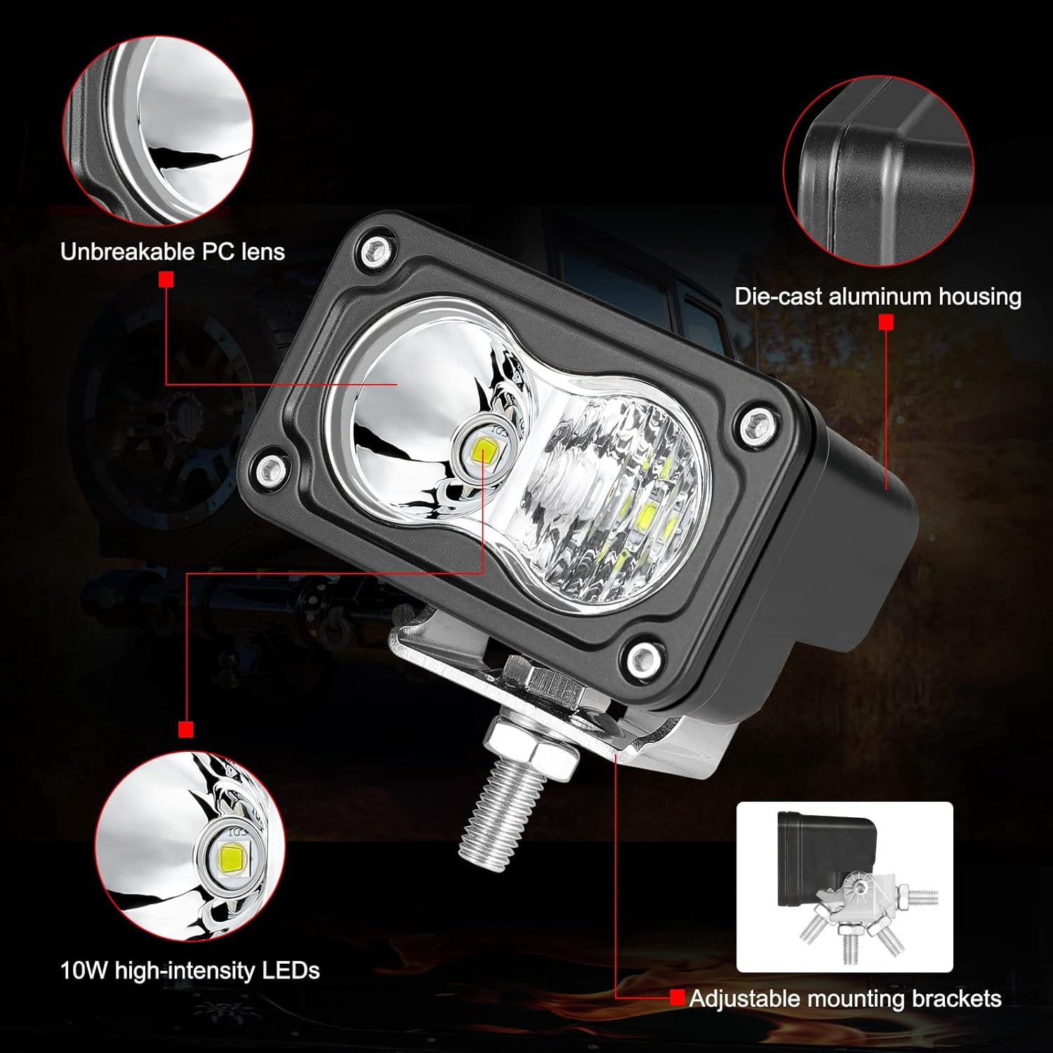 3 Inch Driving Lights 2Pcs 40W LED Pod Light Off Road Spot Light Bar Super Bright Work Flood Light Cube Combo LED Bumper Lights Fog Light for Truck ATV UTV SUV Motorcycle Boat