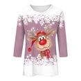 thumbnail image 4 of zaveiop Christmas Shirts for Women 2025 3/4 Sleeve Snowman Graphic T-Shirts Casual Crewneck Xmas Tunic Tops Holiday Shirts (Z-Pink, XXL), 4 of 4