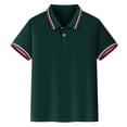 thumbnail image 6 of UngA Boys' Color Block School Uniform Polo Shirt Button Closure Fashion Shirts Classic Fit Active Casual Kids Toddler Short Sleeve Summer Tops (Dark Green,9-10 Years), 6 of 7