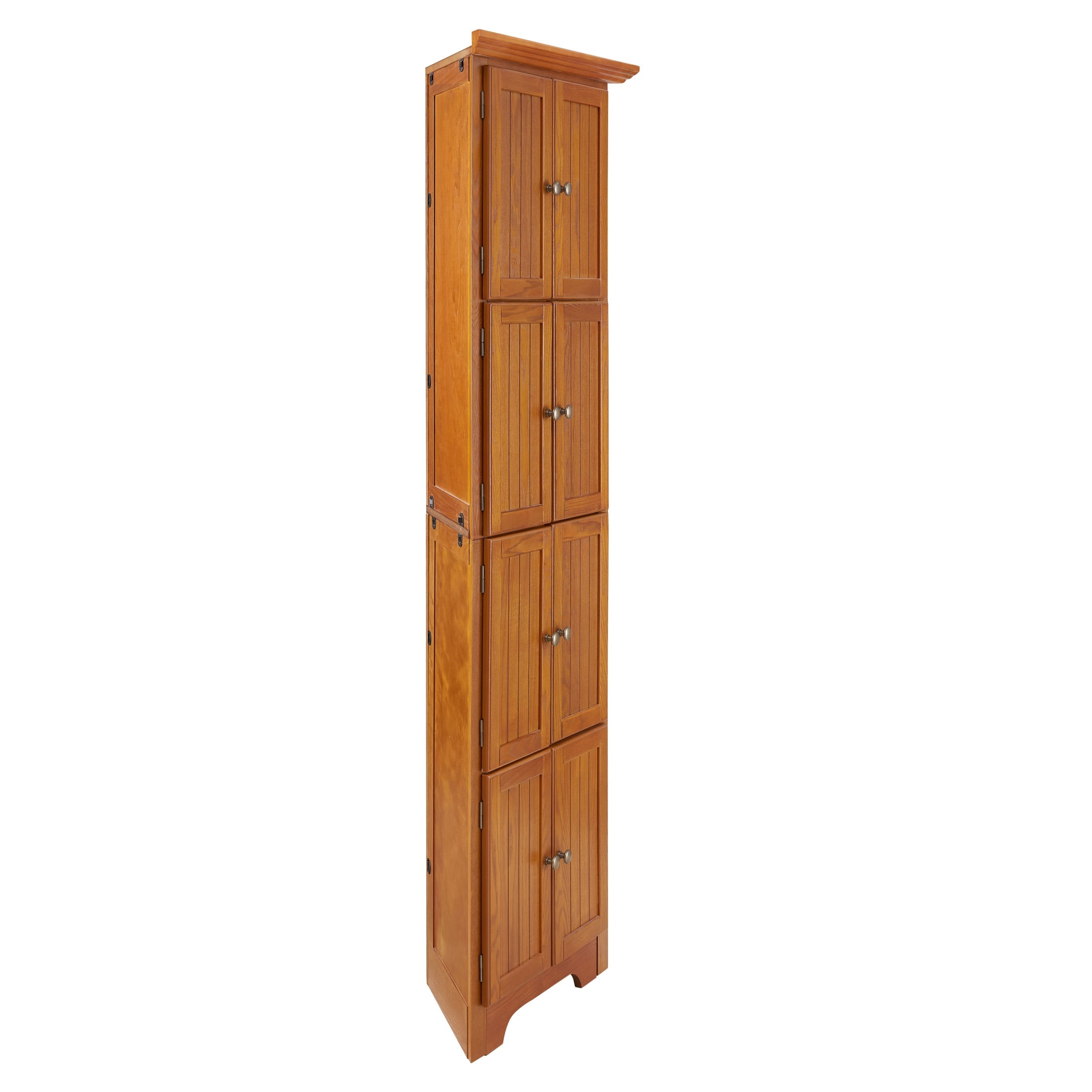 Noble House Willow 72" Corner Pantry Cabinet, 4-Tier Tall Kitchen Storage Bookshelf with Soft Close Doors, Oak