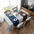thumbnail image 4 of Blue Brown Farmhouse Rectangle Tablecloth, Vintage Retro Wooden Waterproof & StainResistant Tablecloth, Washable Oil-proof Table Cover for Dining/Party/Wedding/Camping/Buffet 60x102 In, 4 of 9
