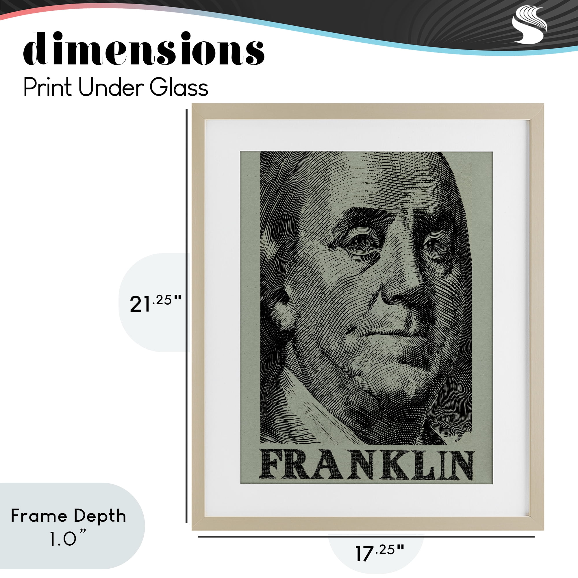 Stupell Industries Franklin's Influence Portrait Birch Framed Print Under Glass, design by Svetlana Aleynikova