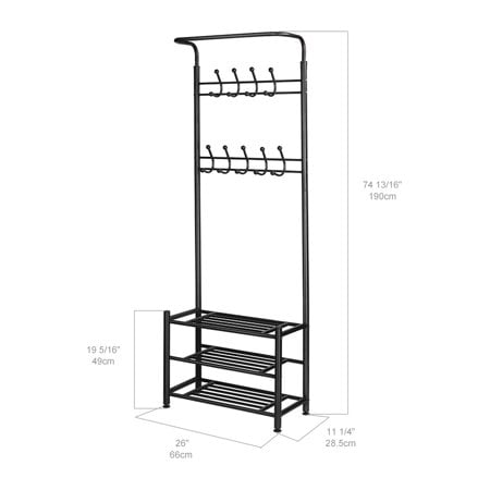 Multifuctional Garment Rack Coat 3 Tier Shoe Bench With 18 Hooks For Hat Umbrella Easy Assembly Canada Multifuctional Garment Rack Coat 3, Coat And Shoe Rack Plans