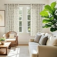 thumbnail image 2 of Green Floral Linen Curtains 72 Inch Length 2 Panels Set Patterned Semi Sheer Curtains Living Room Bedroom Back Tab Greyish Green Modern Farmhouse Boho Cottage Core Cabin Window Drapes 72 Inches Long, 2 of 8