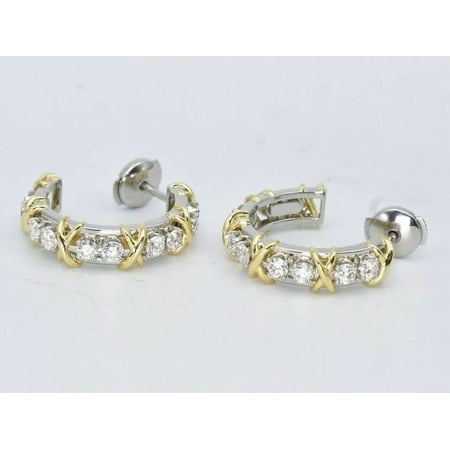 2Ct Cubic Zirconia Diamond Hoop Earrings for Women – 18K Two-Tone Gold Plated Sterling Silver, Elegant Jewelry