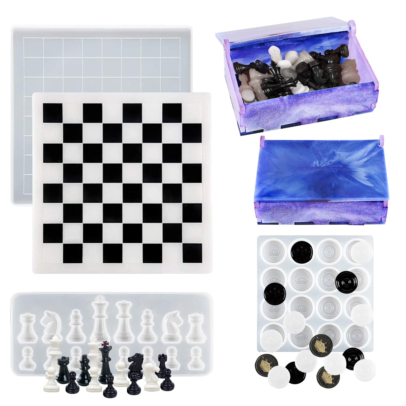 Xl Large Checkers Chess Board Mold For Resin Full Size 3d - Temu