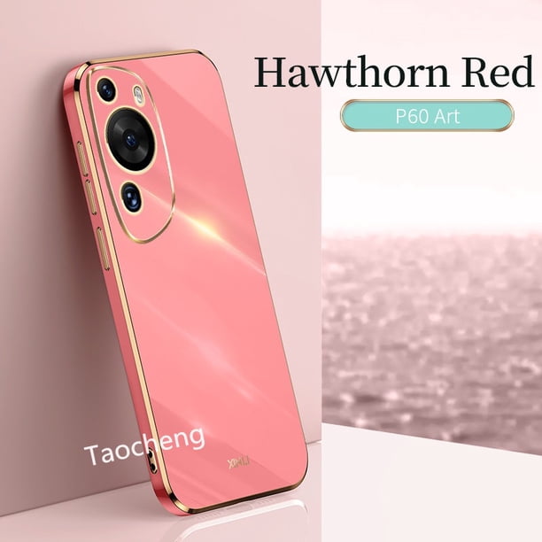 Carcasa Para Huawei P60 Pro HuaweiP60Pro 4G 2023 Cuadrado Plateado Funda De Teléfono De La Cámara De Protección Lente Moda De Color Sólido Pareja Suave A Prueba De Golpes Cubierta Trasera
