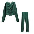 thumbnail image 3 of Lindreshi 2 Piece Sweat Suits for Women Fashion Women V-Neck Casual Solid Color Long Sleeve Sweatshirt+ Pant Set, 3 of 7
