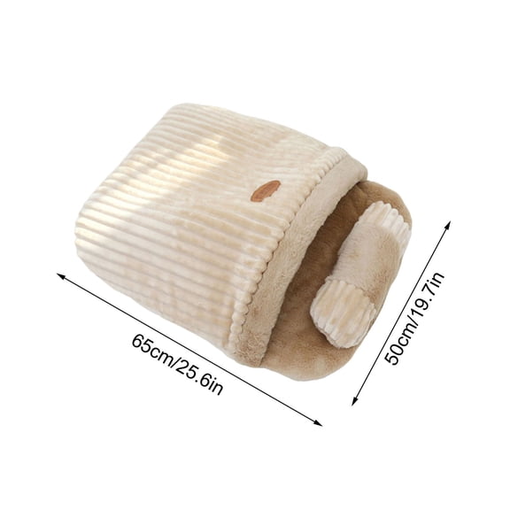 Winter Warm Fleece Pet Sleeping Bag with Detachable Pillow, Semi-Enclosed Cat & Dog Bed with Snuggle Tunnel for Small to Medium Pets Indoor Use