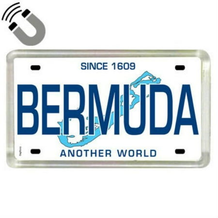 Small Acrylic Magnet - Bermuda Caribbean License Plate Acrylic Small Fridge Collector's Souvenir Magnet 2 inches X 1.25 inches