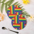 thumbnail image 3 of Rainbow Color Line Drinks Coasters, Non-Scratch Cork Base Round Cups Mats for for Wooden Coffee Table, Cool Housewarming Gift for Home Decor, 3 of 7